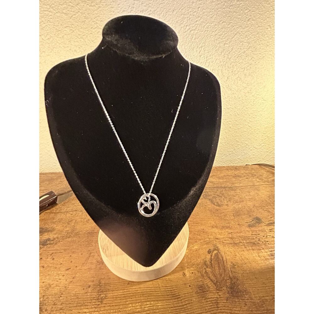 Sterling Silver Mother Daughter Pendant Necklace Circle Love Family Charm 18”